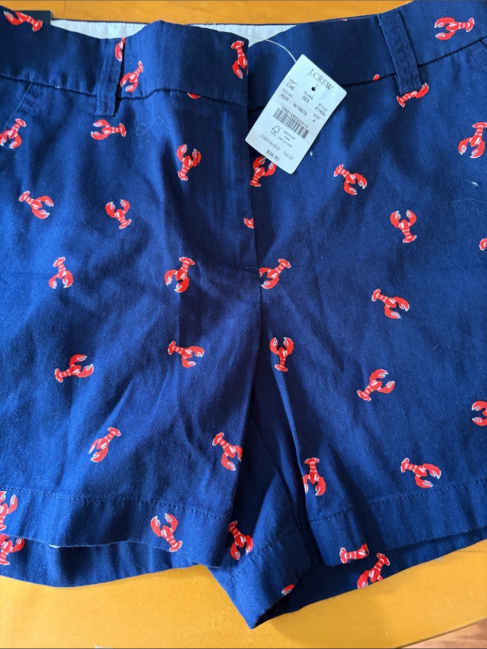 J. Crew Men's Navy Shorts with Red Lobster Print
